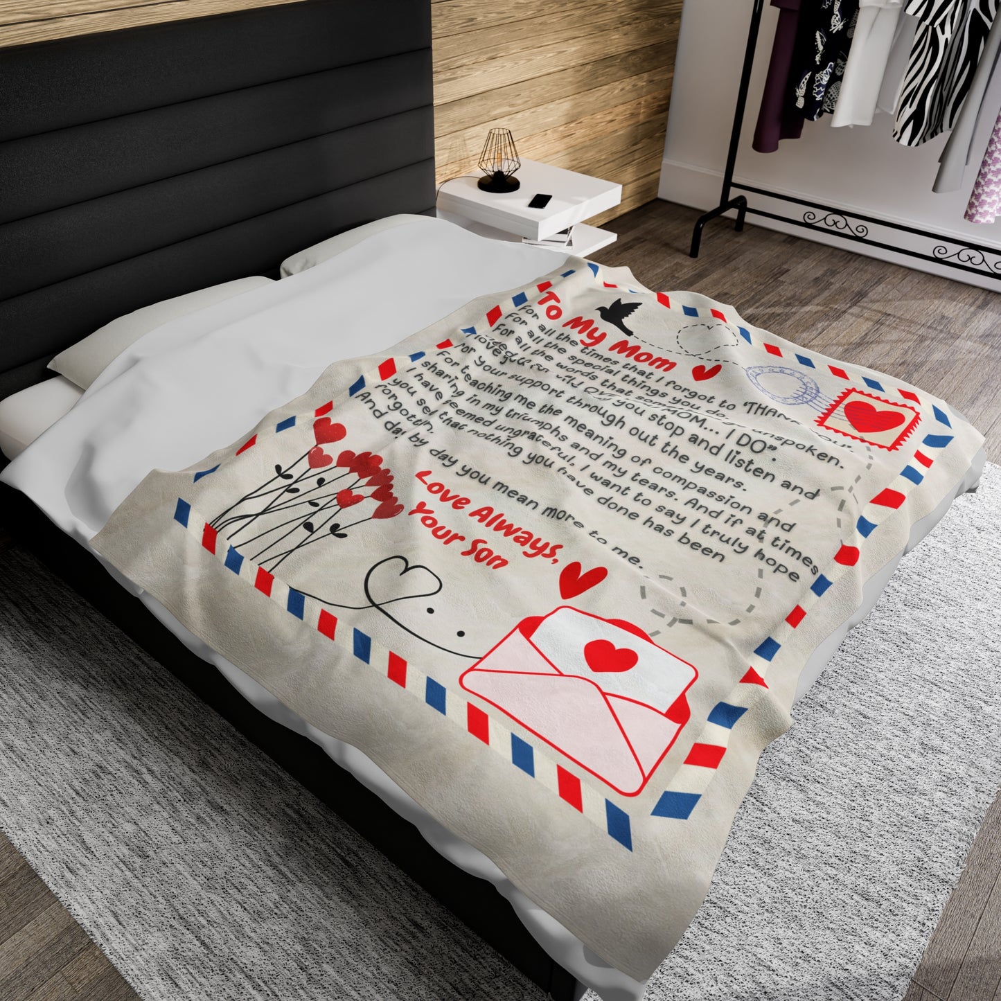 Mom Post Card Plush Blanket
