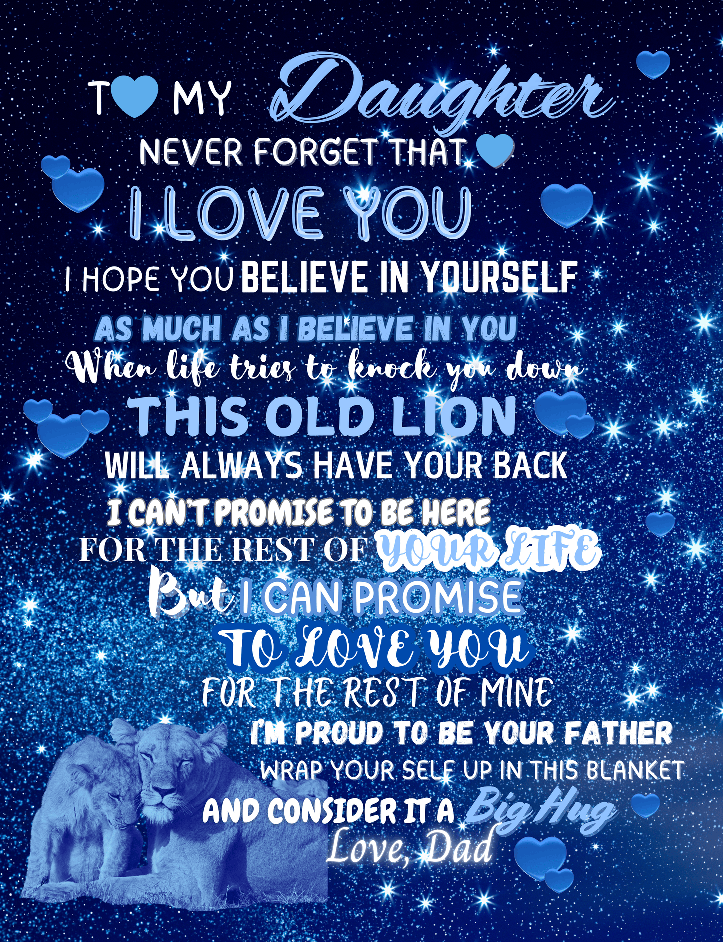 To My Daughter, Never Forget That I Love You, Love Dad. đź’™Velveteen Plush Blanket