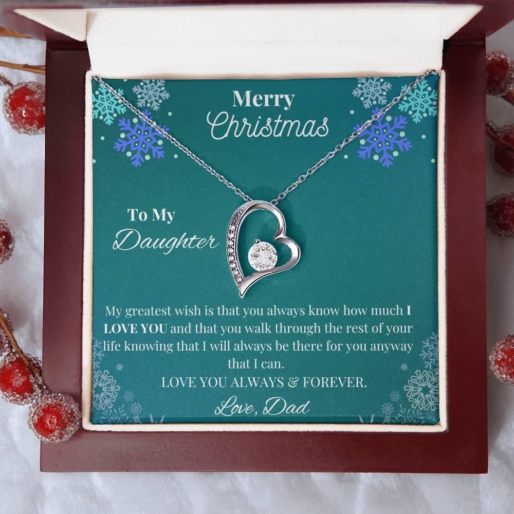 To My Daughter, Love Dad Merry Christmas Necklace