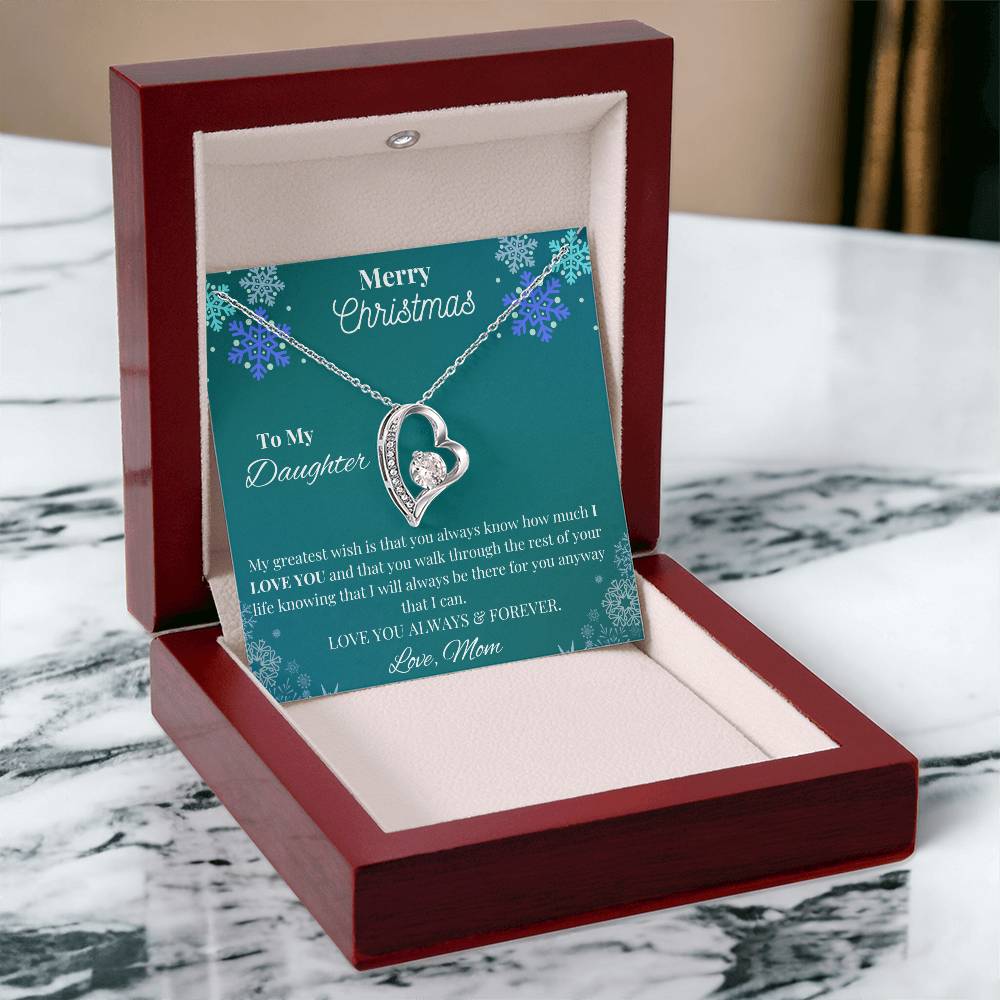 To My Daughter, Love Mom Merry Christmas Necklace