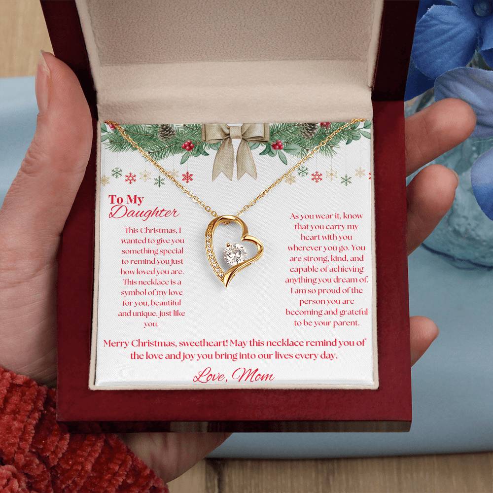 To My Daughter, Love Mom Merry Christmas Necklace
