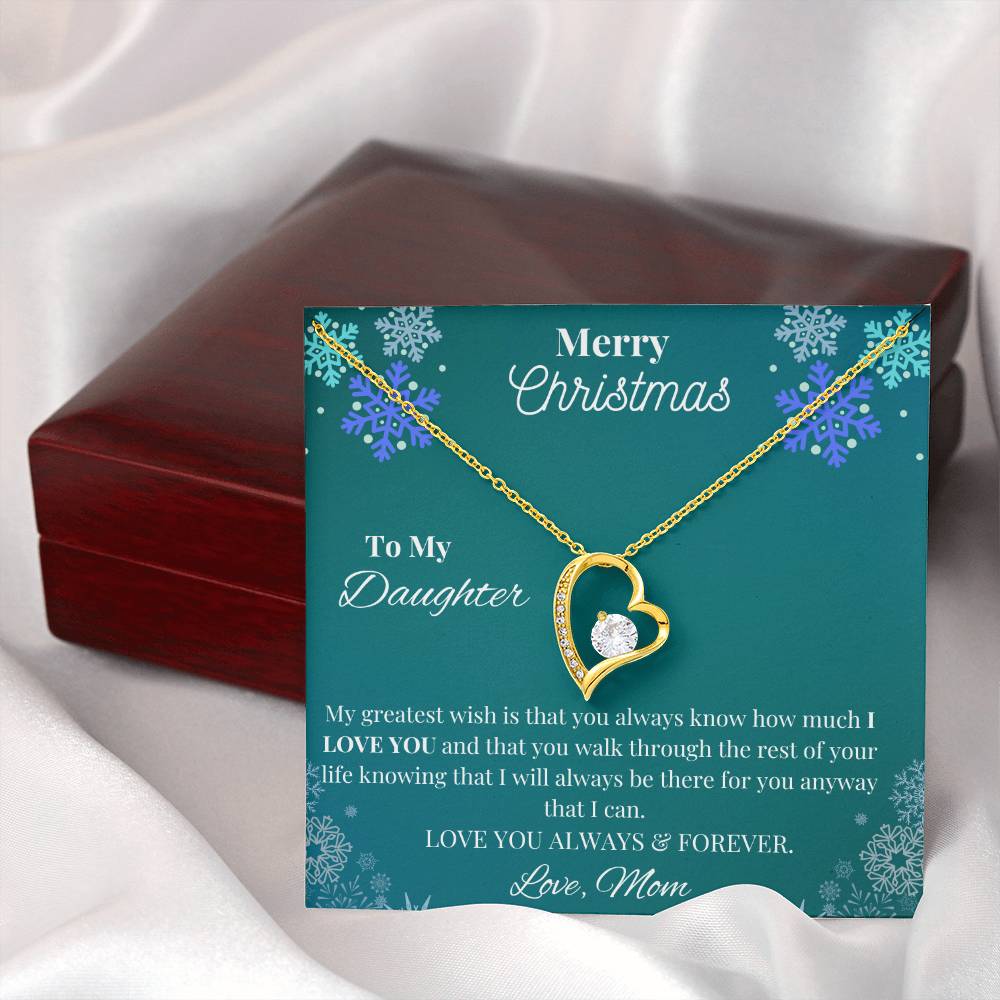 To My Daughter, Love Mom Merry Christmas Necklace