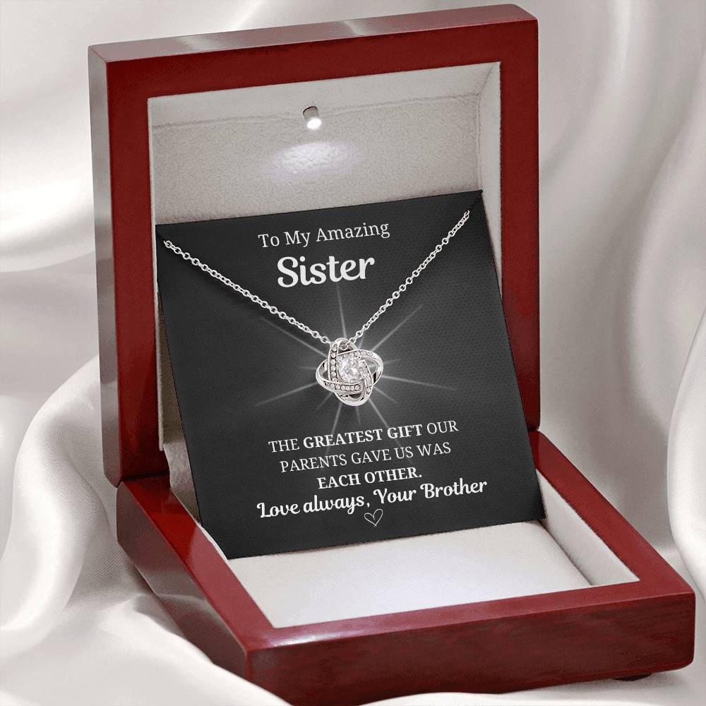 To My Sister Love Knot Necklace- From Brother
