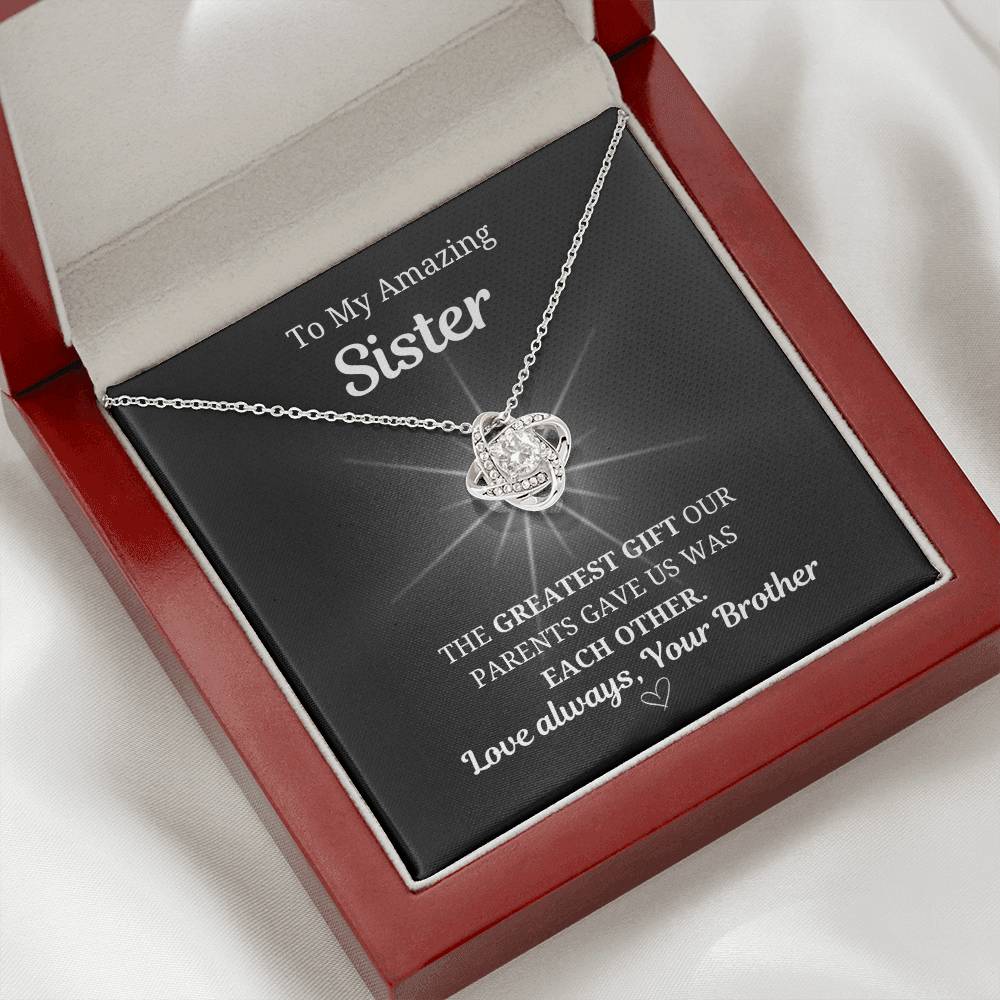 To My Sister Love Knot Necklace- From Brother