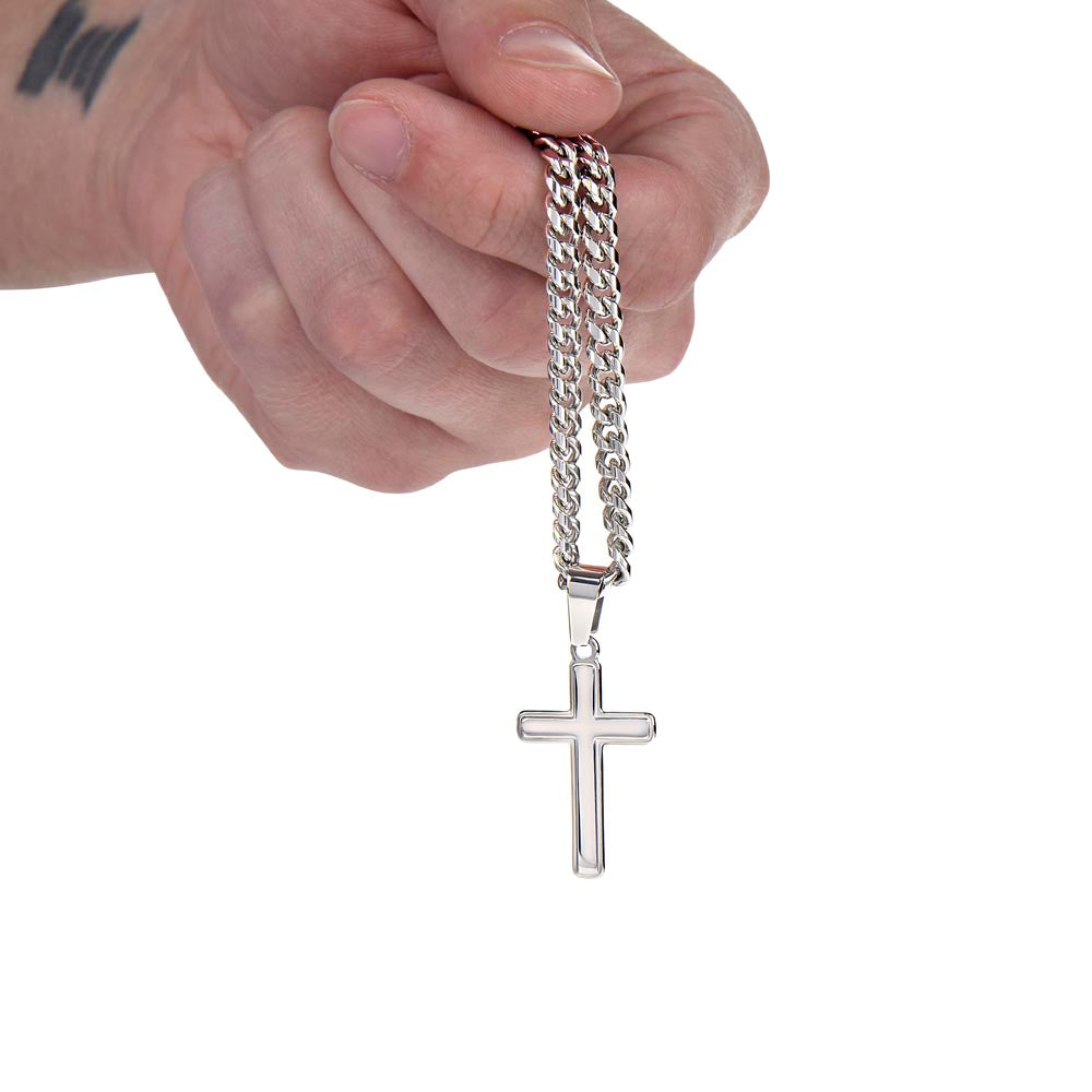 To My Amazing Son Cross Necklace, Love Dad