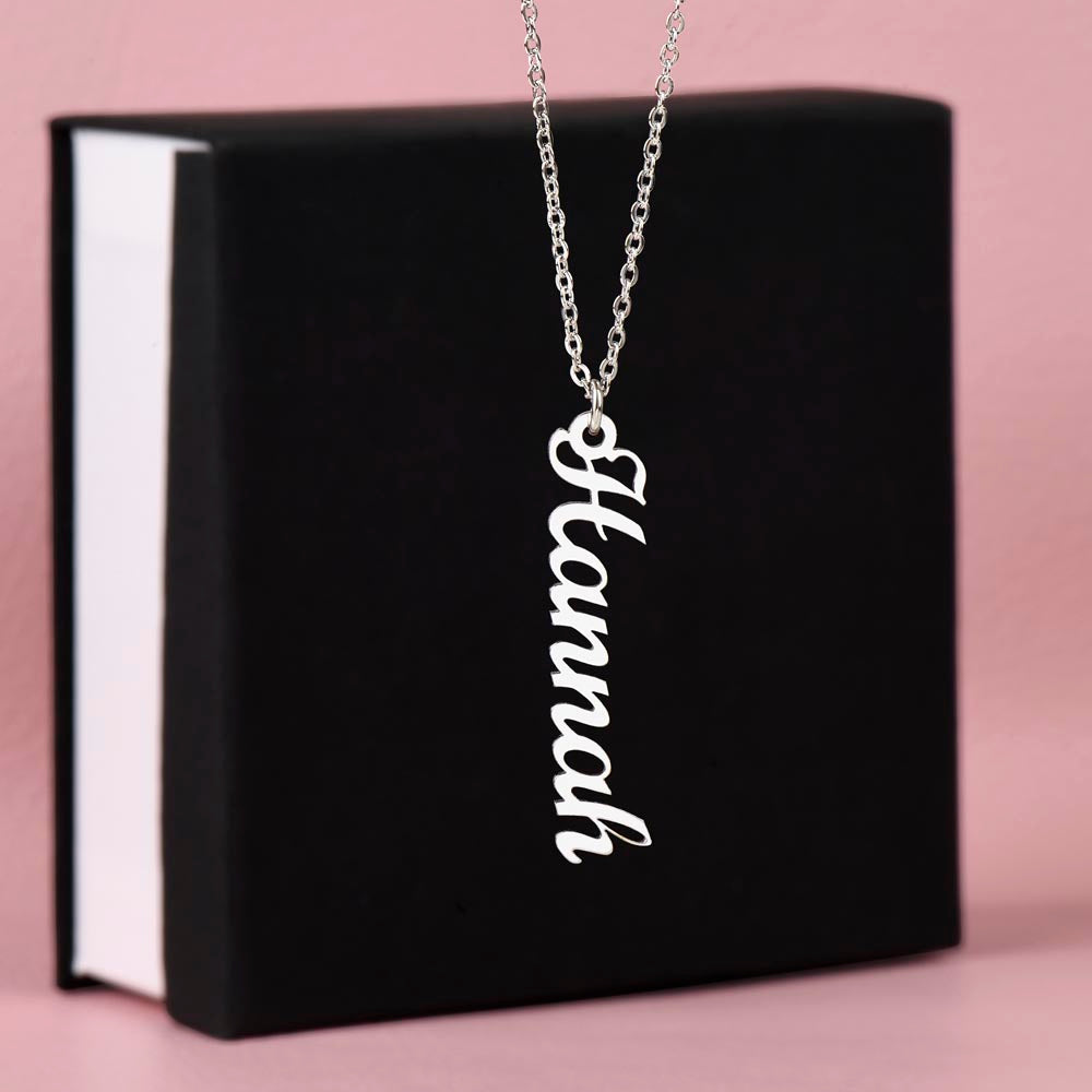 Personalized Vertical Name Plate Necklace
