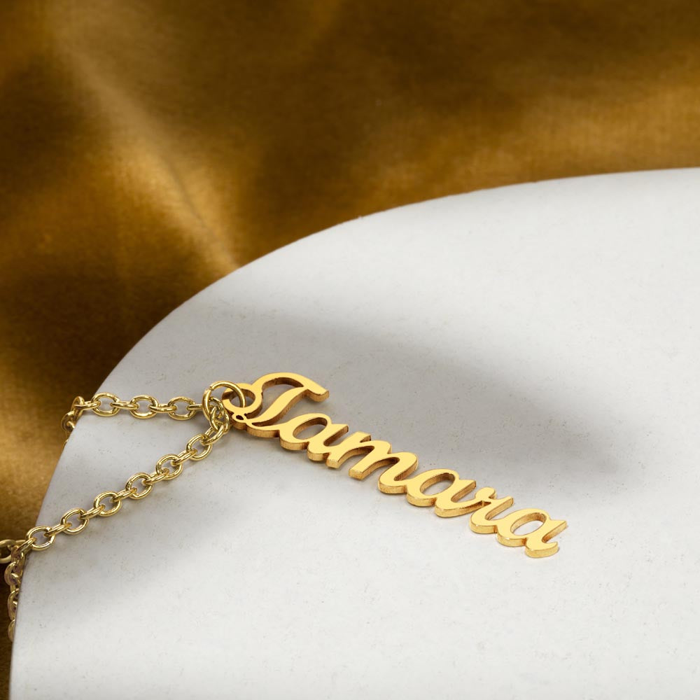Personalized Vertical Name Plate Necklace