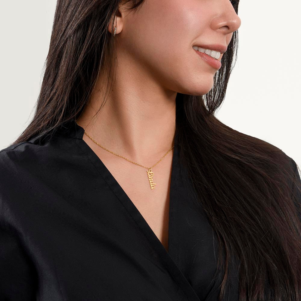 Personalized Vertical Name Plate Necklace
