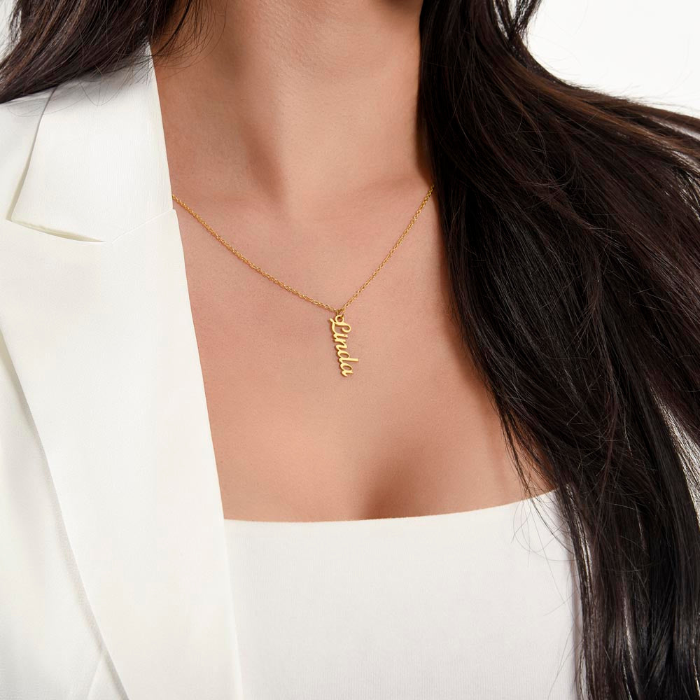 Personalized Vertical Name Plate Necklace