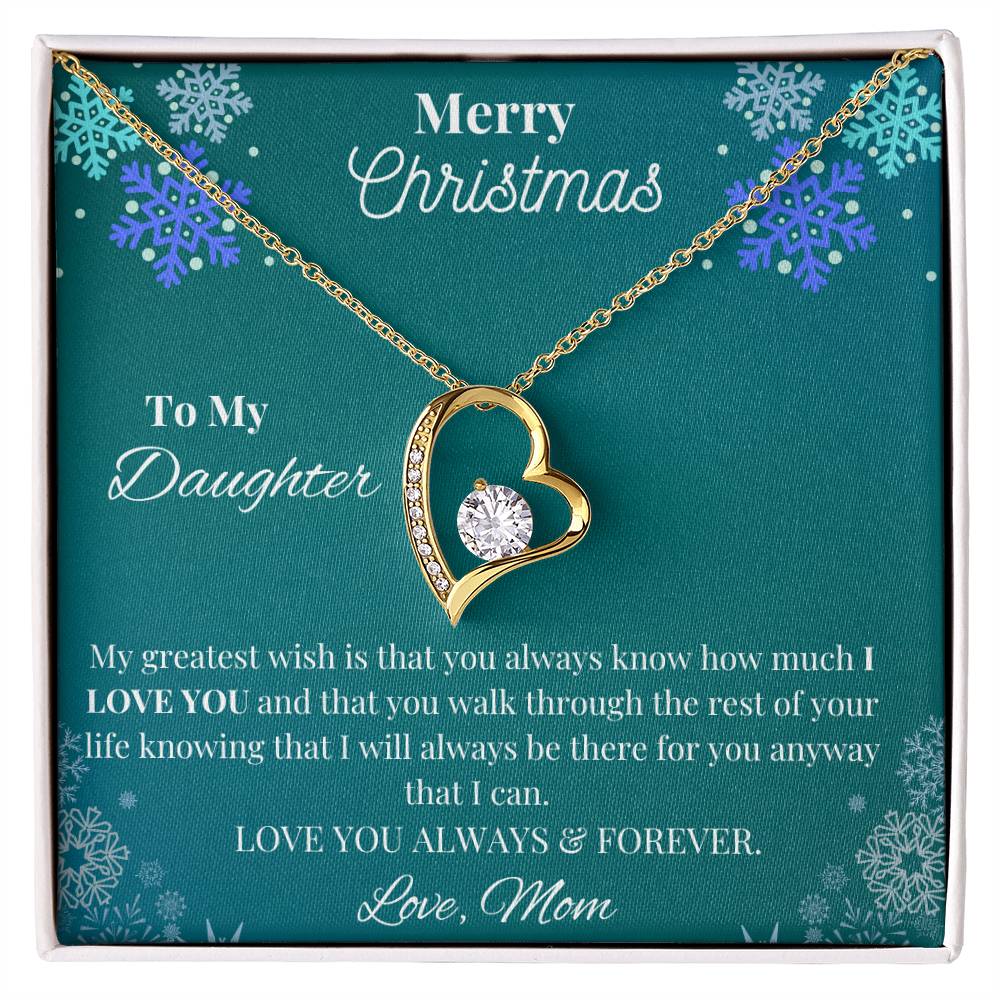 To My Daughter, Love Mom Merry Christmas Necklace