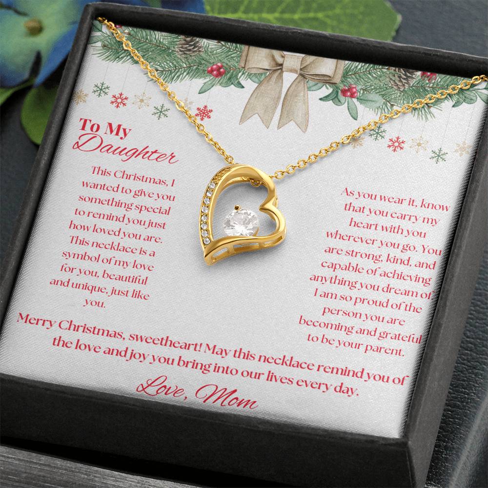To My Daughter, Love Mom Merry Christmas Necklace
