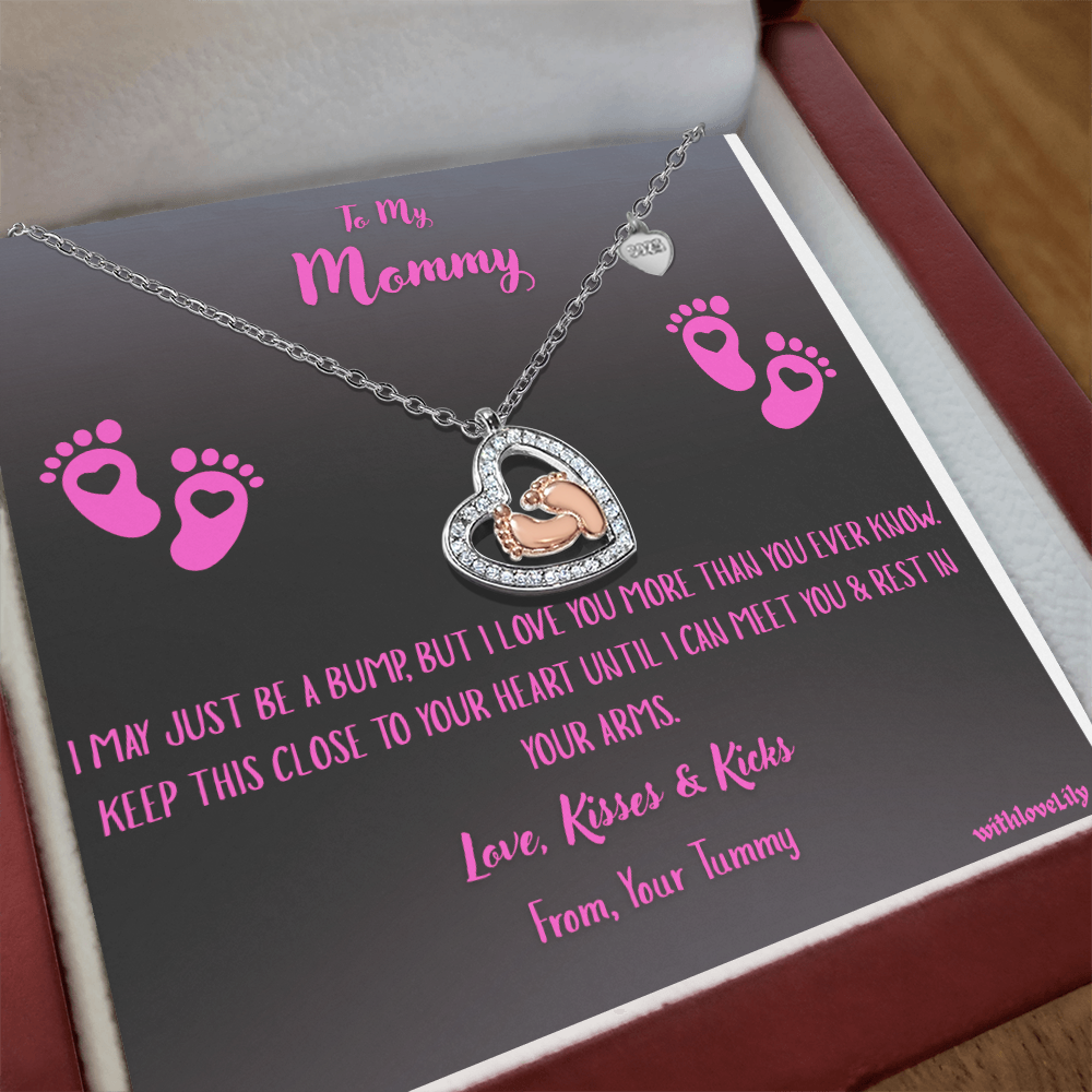 To My Mommy – Baby Girl Footprint Necklace | Gift from Daughter with Heartfelt Message Card💝