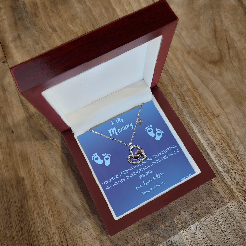 To My Mommy – Baby Boy Footprint Necklace | Gift from Son with Heartfelt Message Card💙