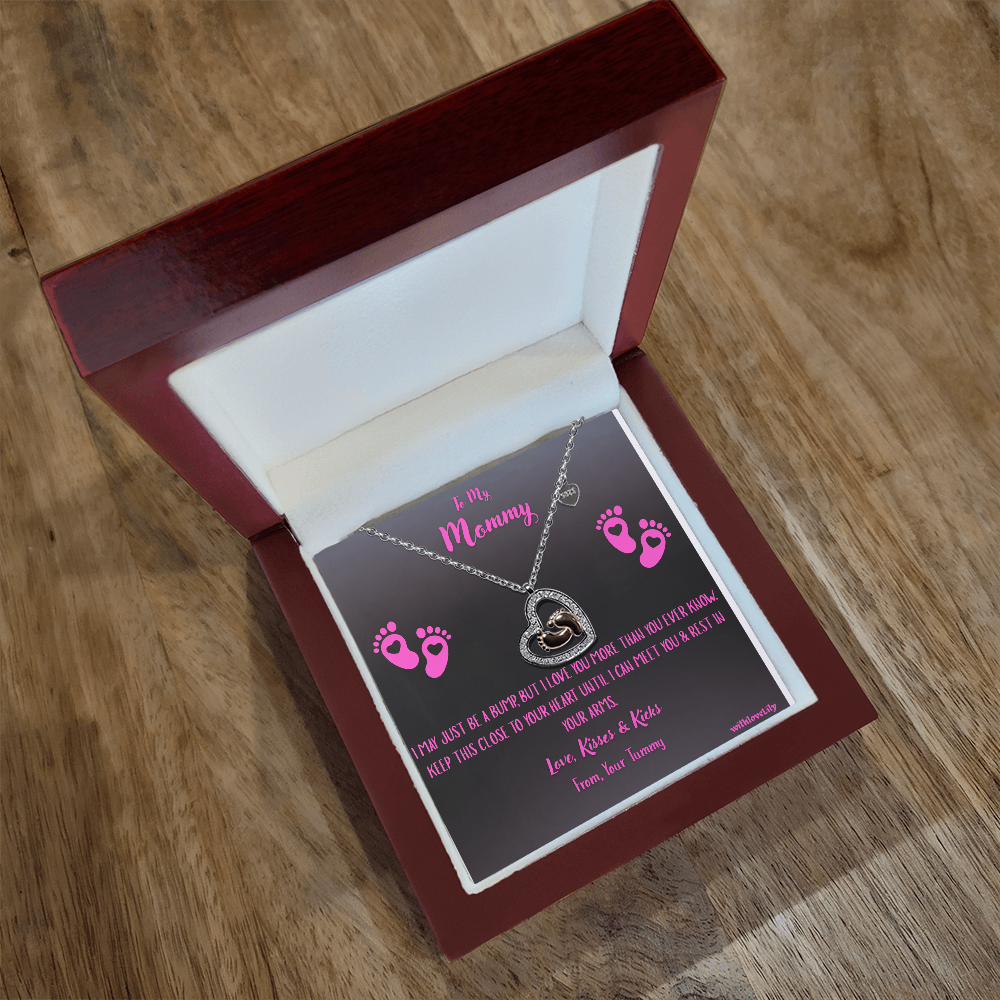 To My Mommy – Baby Girl Footprint Necklace | Gift from Daughter with Heartfelt Message Card💝