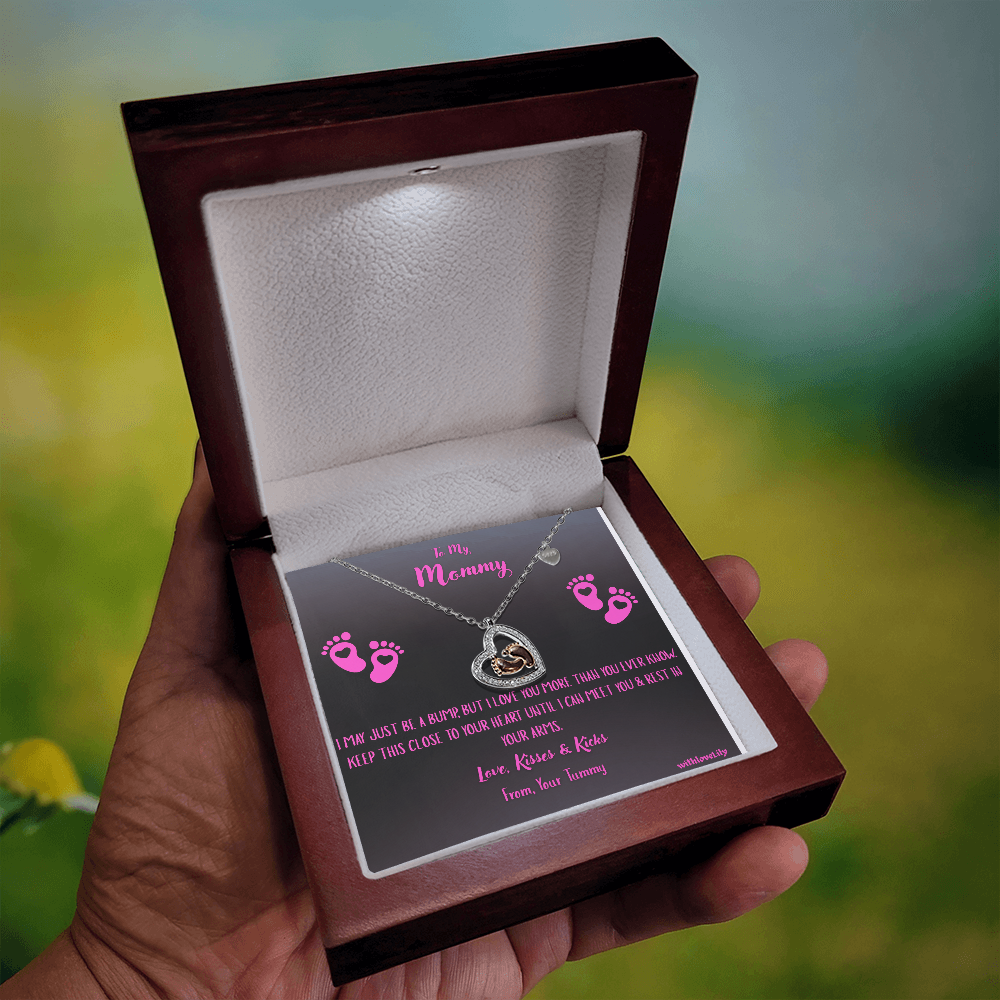 To My Mommy – Baby Girl Footprint Necklace | Gift from Daughter with Heartfelt Message Card💝