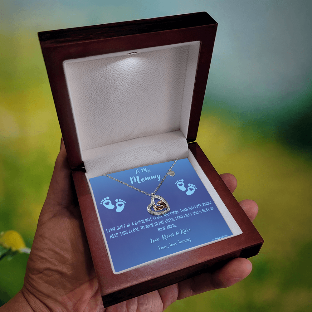 To My Mommy – Baby Boy Footprint Necklace | Gift from Son with Heartfelt Message Card💙