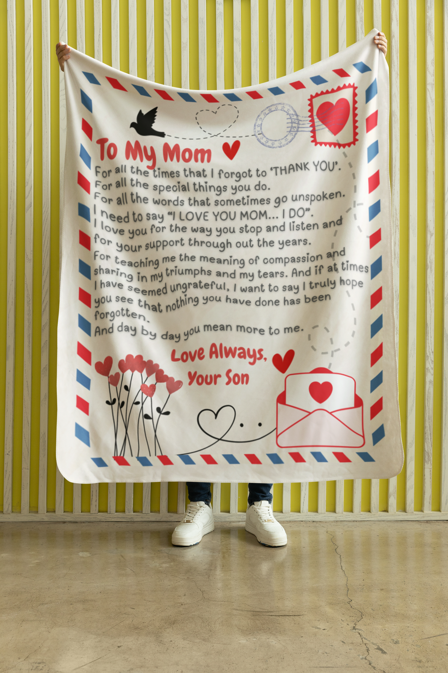 Mom Post Card Plush Blanket