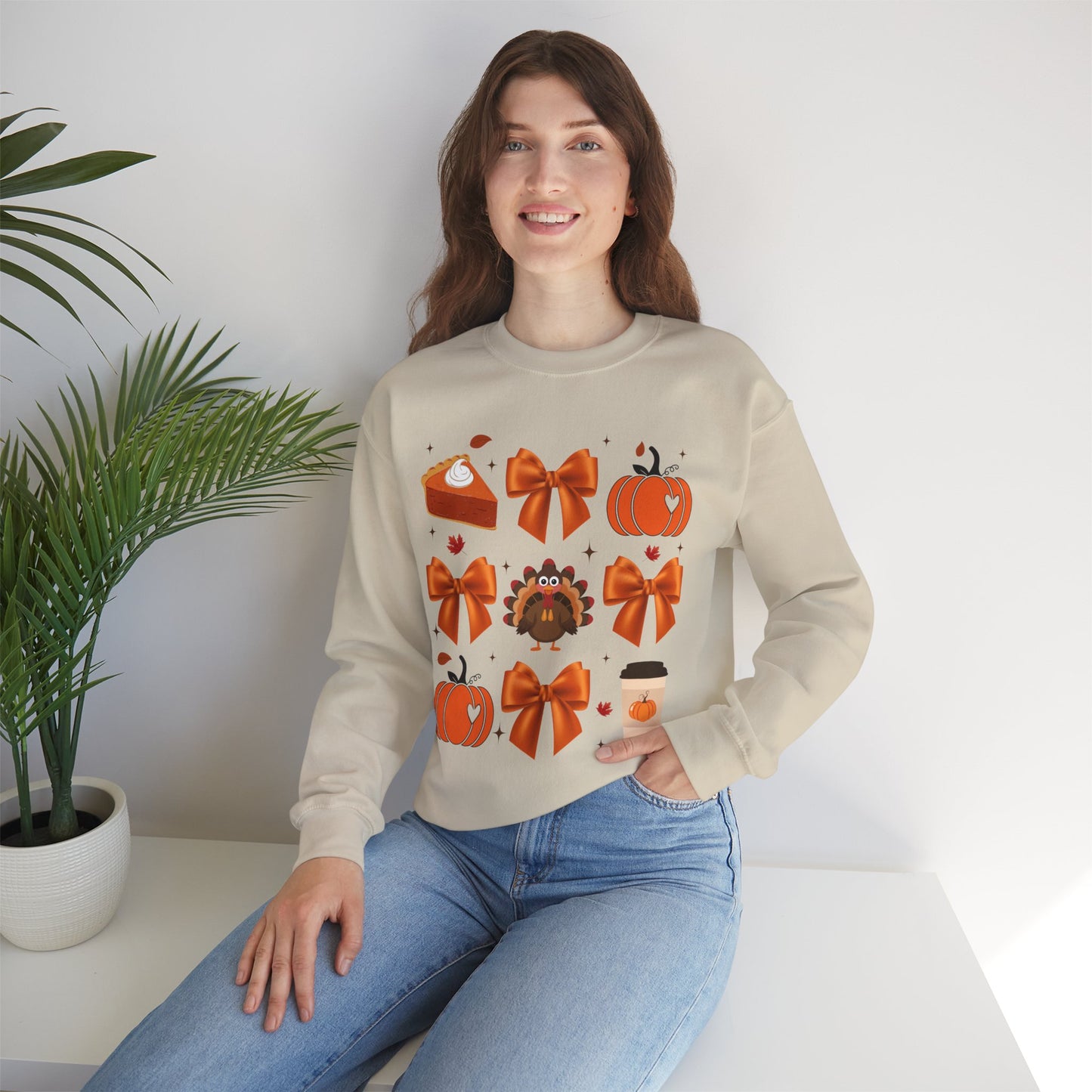 Cute Thanksgiving Bow & Pumpkin Sweatshirt