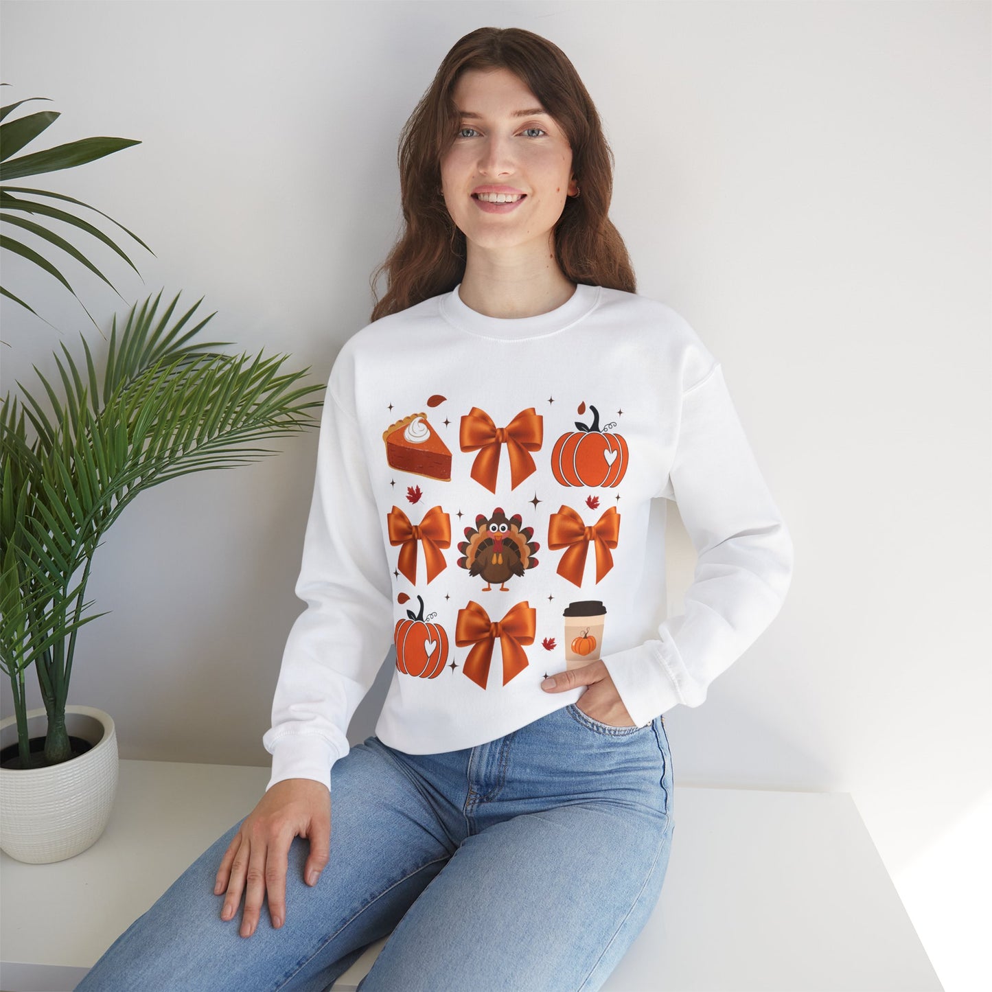 Cute Thanksgiving Bow & Pumpkin Sweatshirt