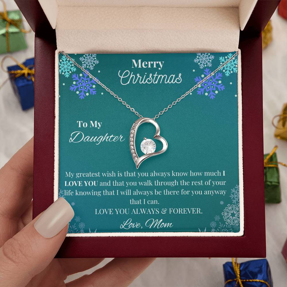 To My Daughter, Love Mom Merry Christmas Necklace