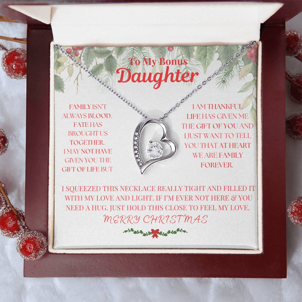 To My Bonus Daughter, Merry Christmas Necklace