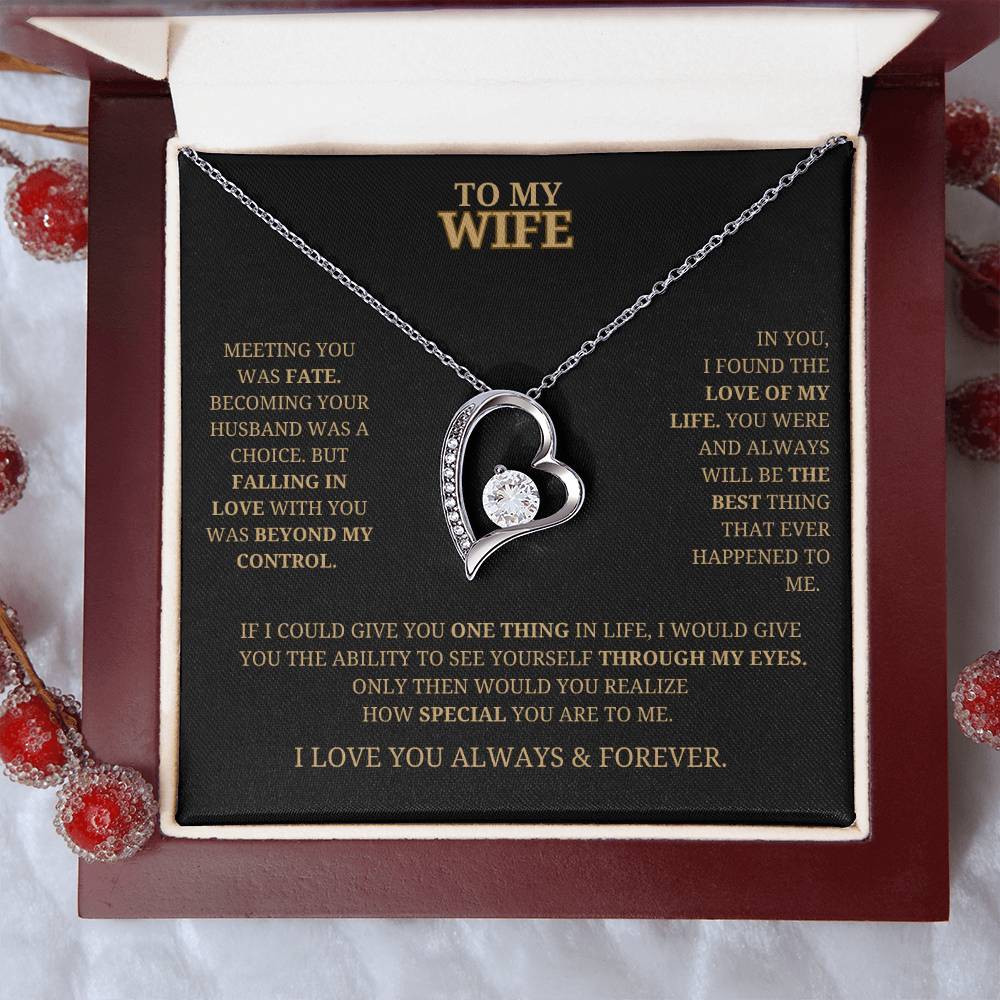 To My Wife Forever Love Necklace -Black