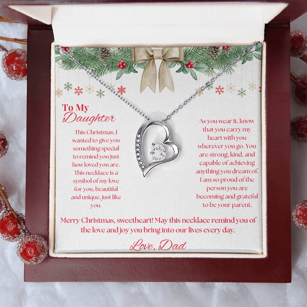 To My Daughter, Love Dad Merry Christmas Necklace