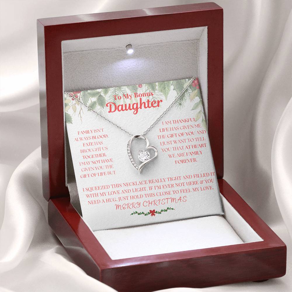 To My Bonus Daughter, Merry Christmas Necklace