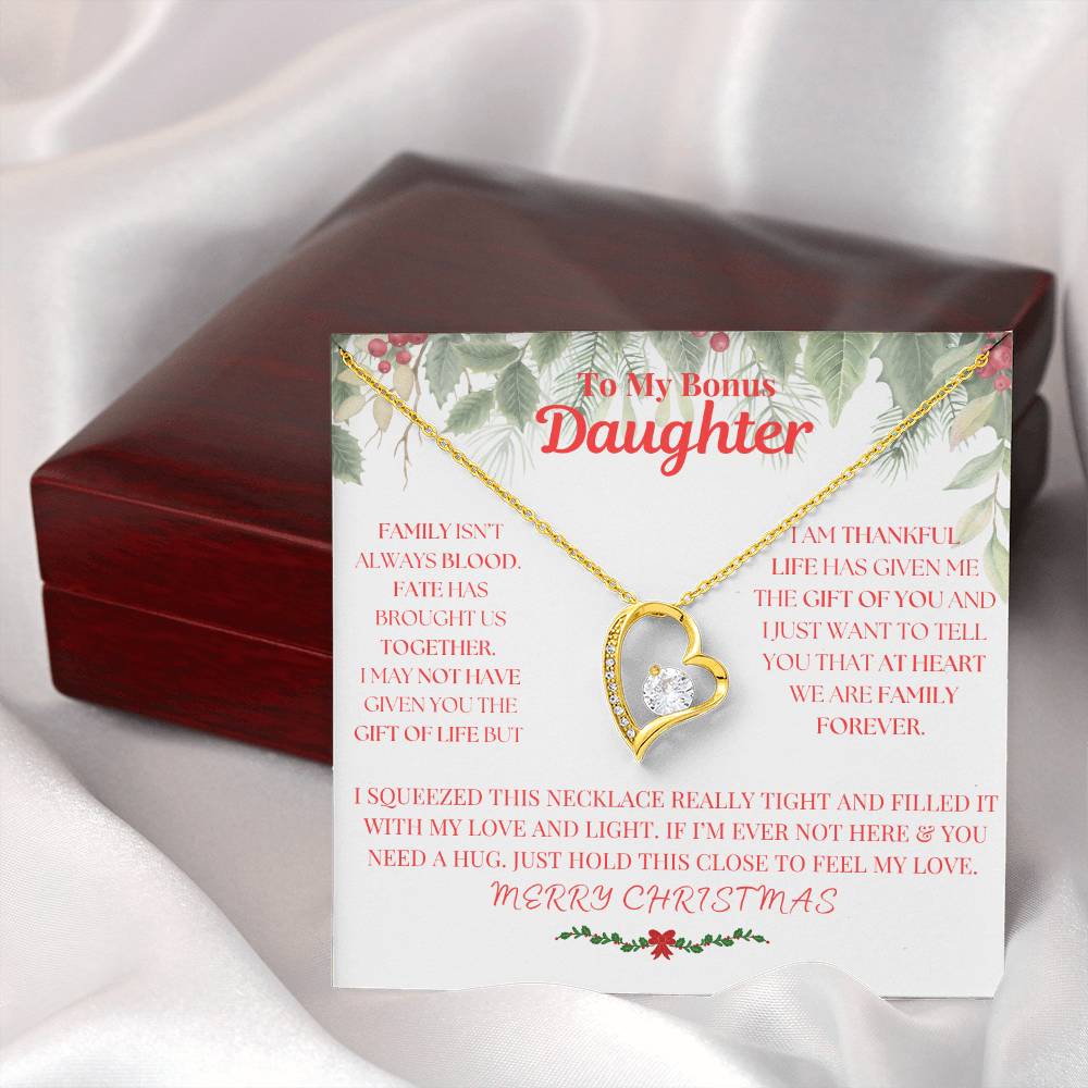 To My Bonus Daughter, Merry Christmas Necklace