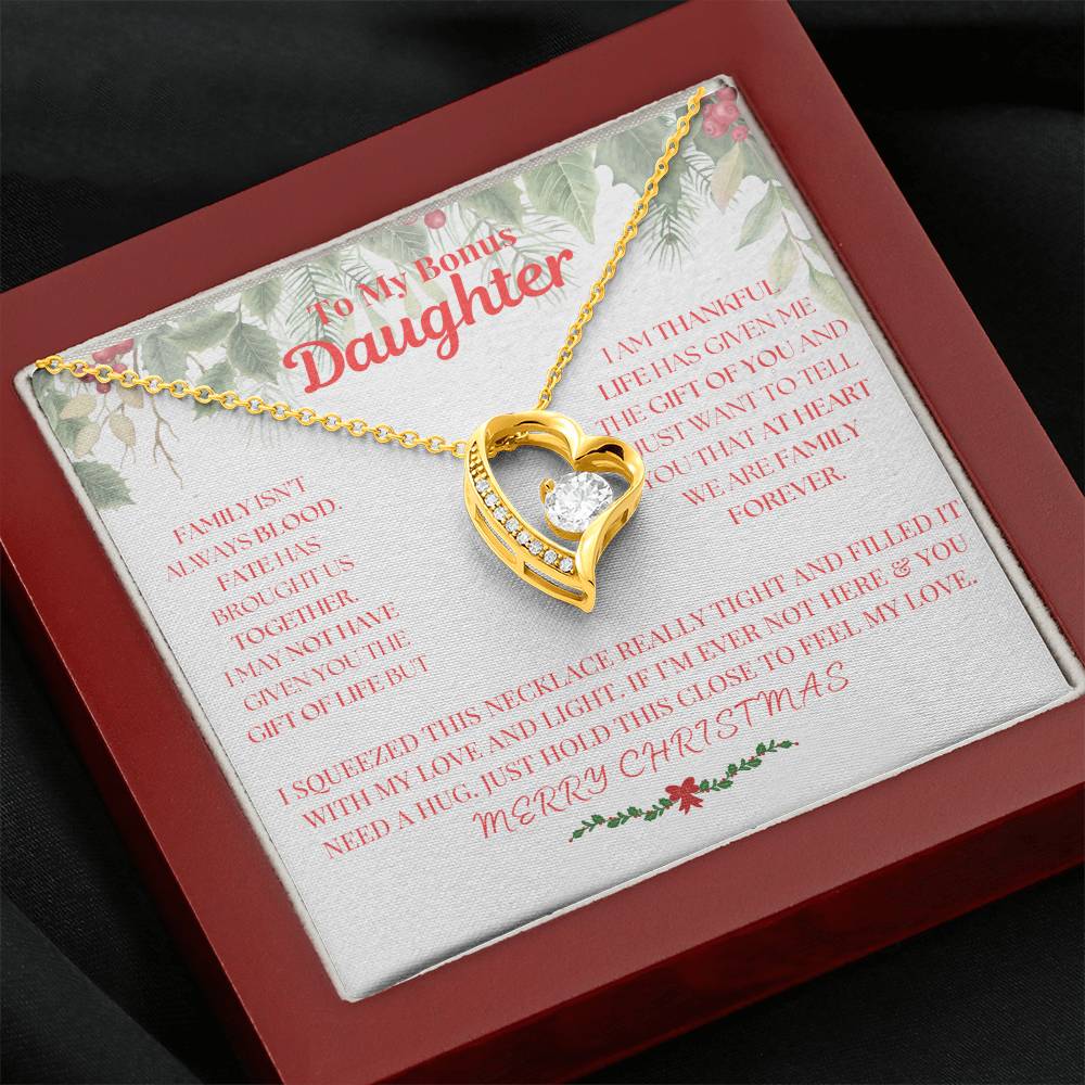 To My Bonus Daughter, Merry Christmas Necklace