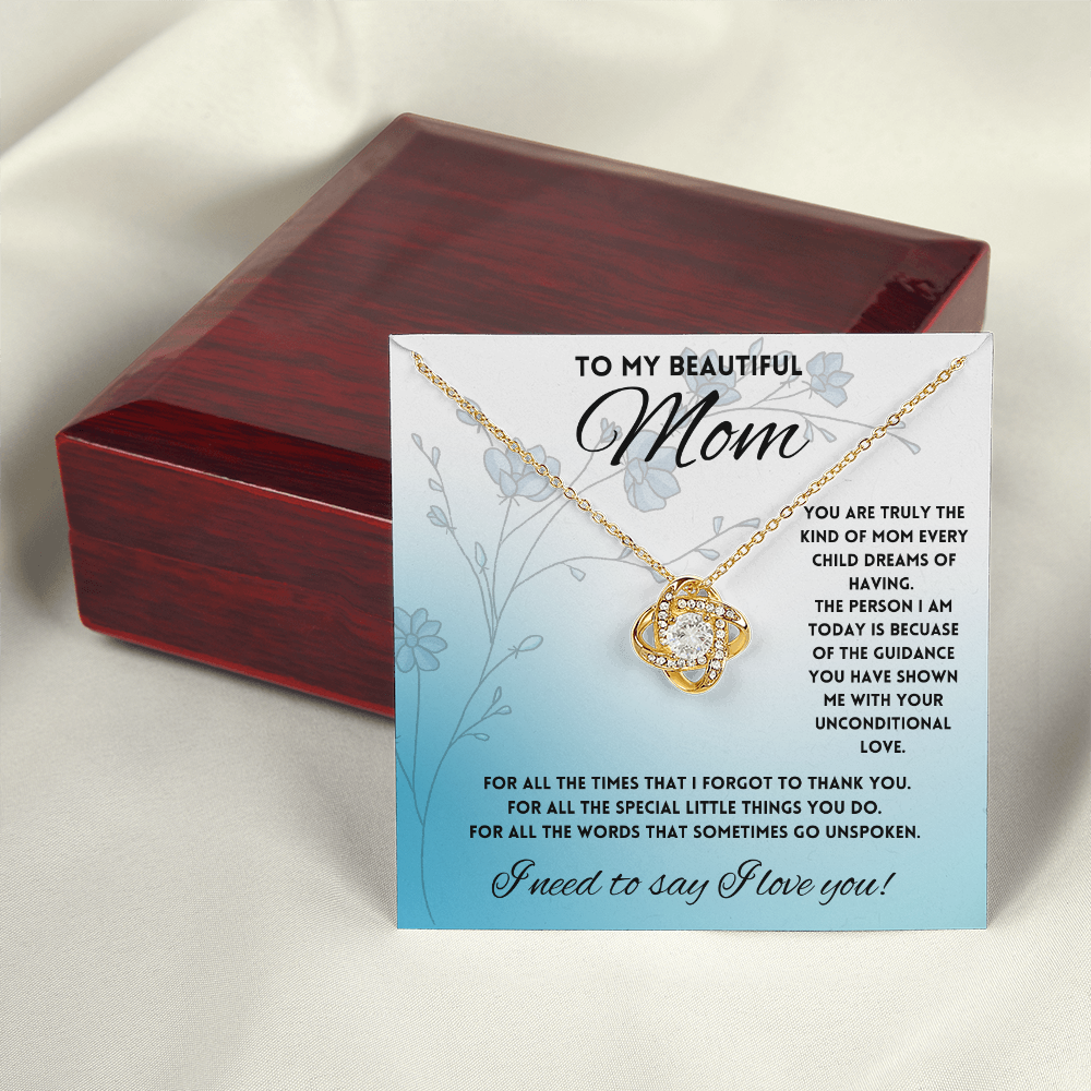 To My Beautiful Mom, Parent Appreciation Day, Mother's Day Necklace