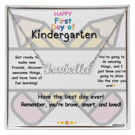 First Day of Kindergarten – Personalized Name Necklace ✨