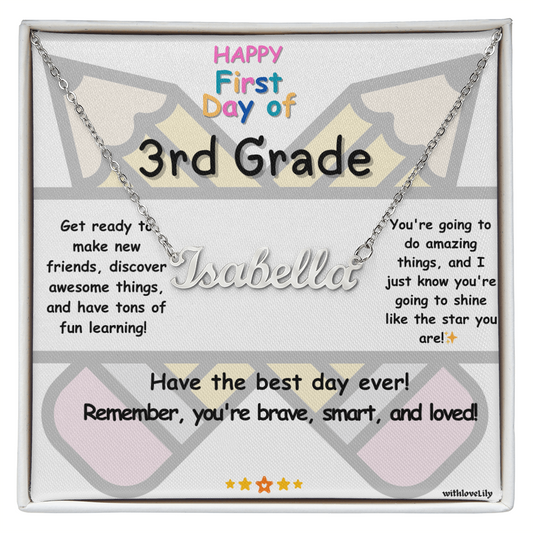 First Day of 3rd Grade – Personalized Name Necklace ✨