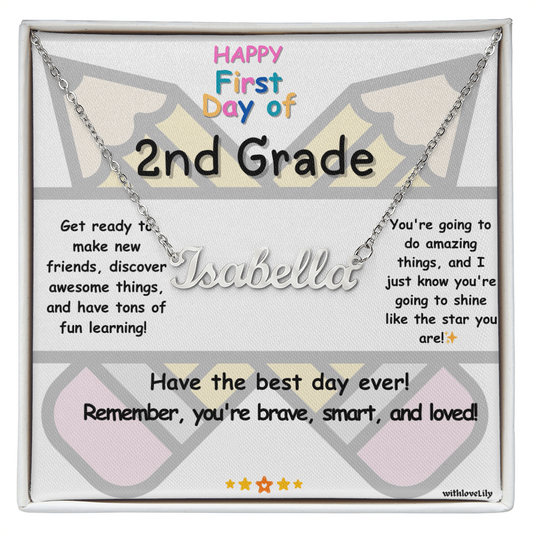 First Day of 2nd Grade – Personalized Name Necklace ✨
