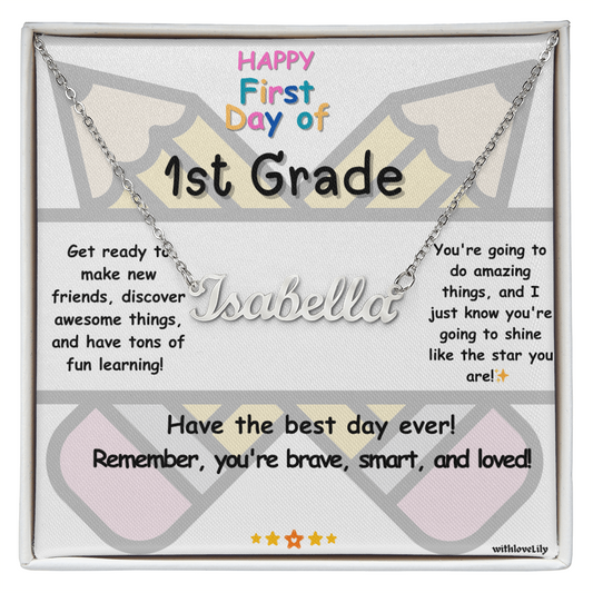 First Day of 1st Grade – Personalized Name Necklace ✨