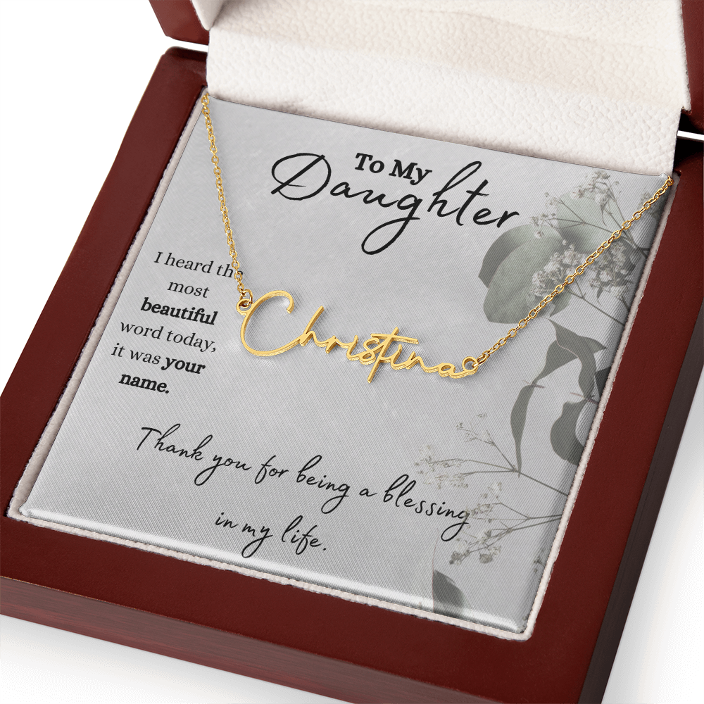 To My Daughter, Personalized Horizontal Name Plate Necklace