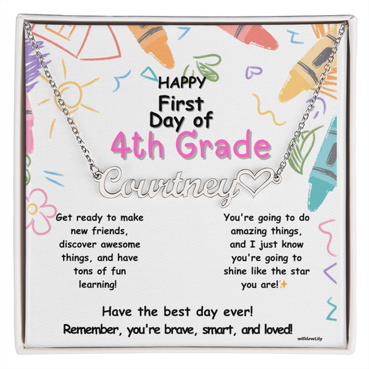 First Day of 4th Grade – Personalized Name Necklace ✨