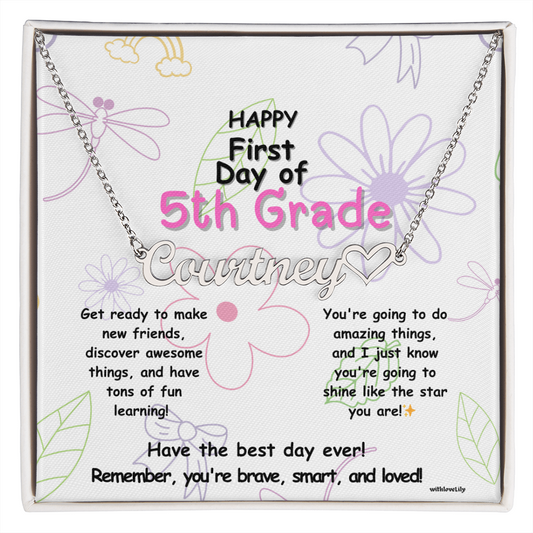 First Day of 5th Grade – Personalized Name Necklace ✨