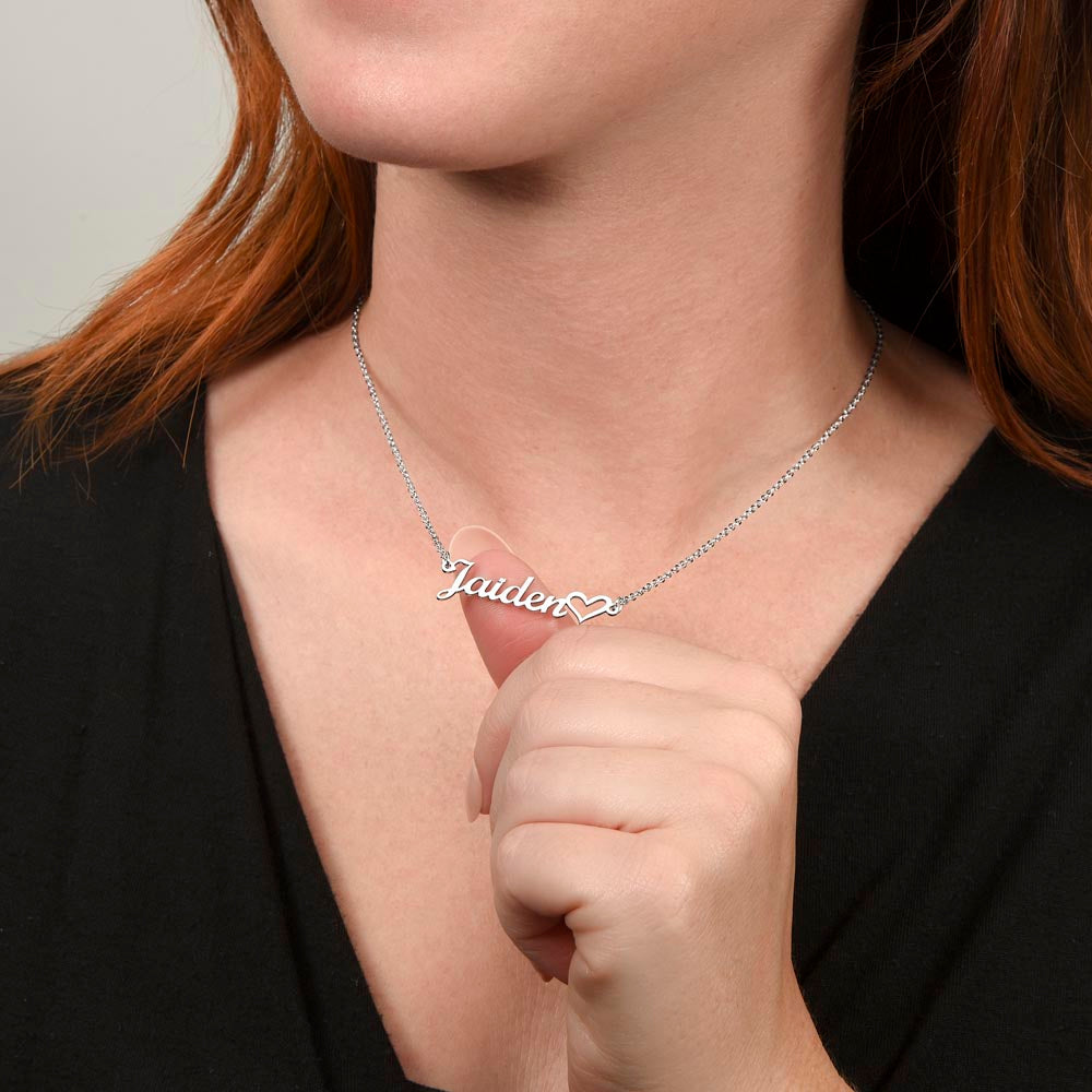 Happy Valentines Personalized Horizontal Name Plate Necklace