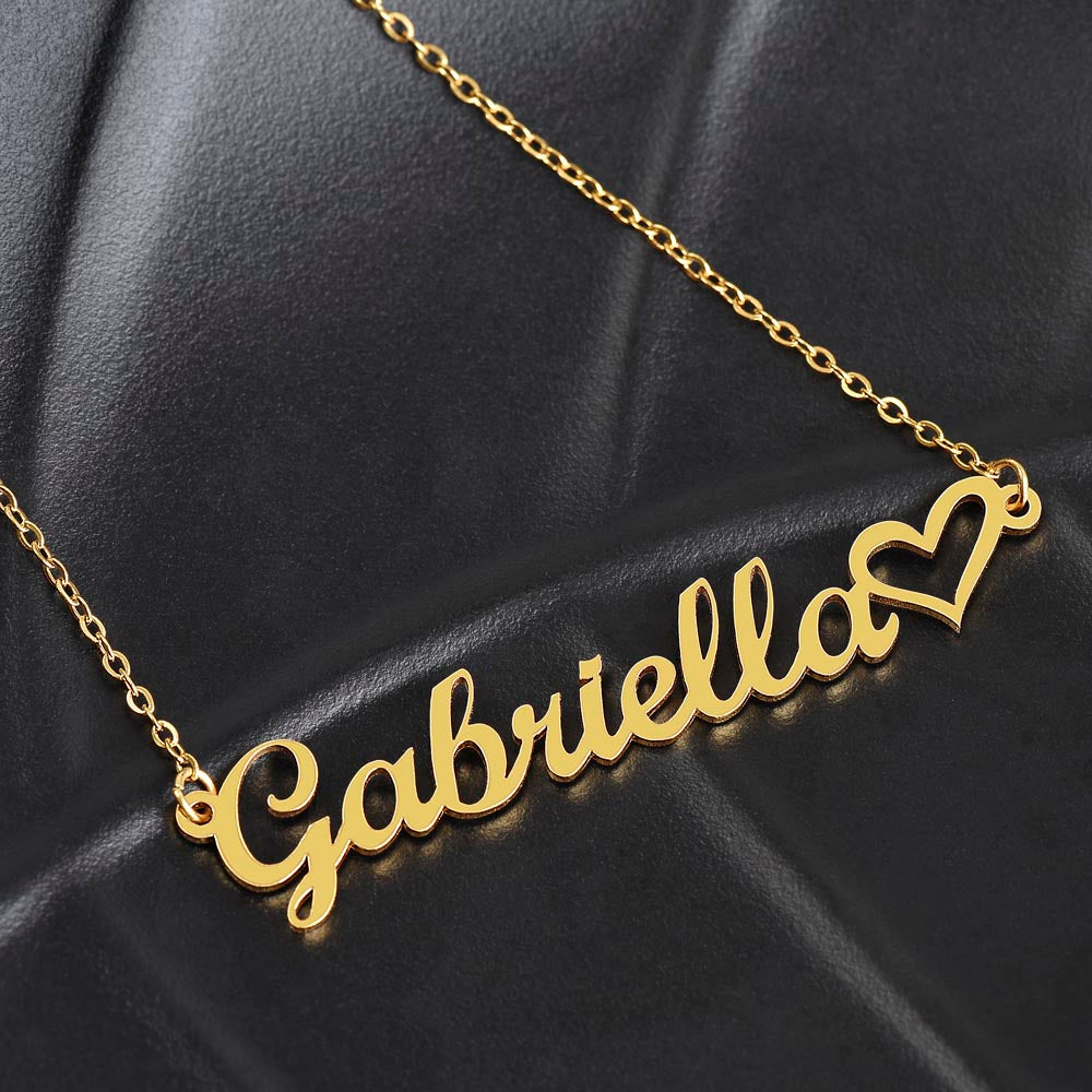 Happy Valentines Personalized Horizontal Name Plate Necklace