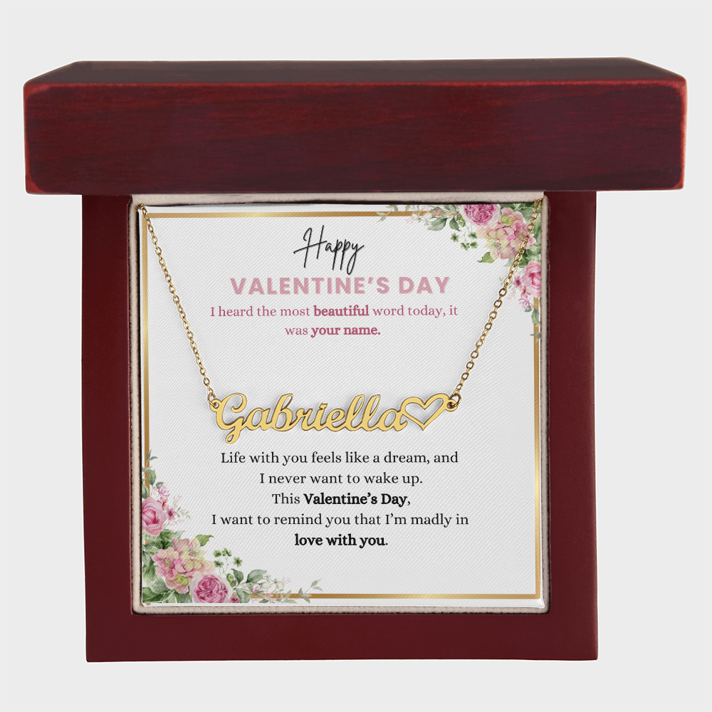 Happy Valentines Personalized Horizontal Name Plate Necklace