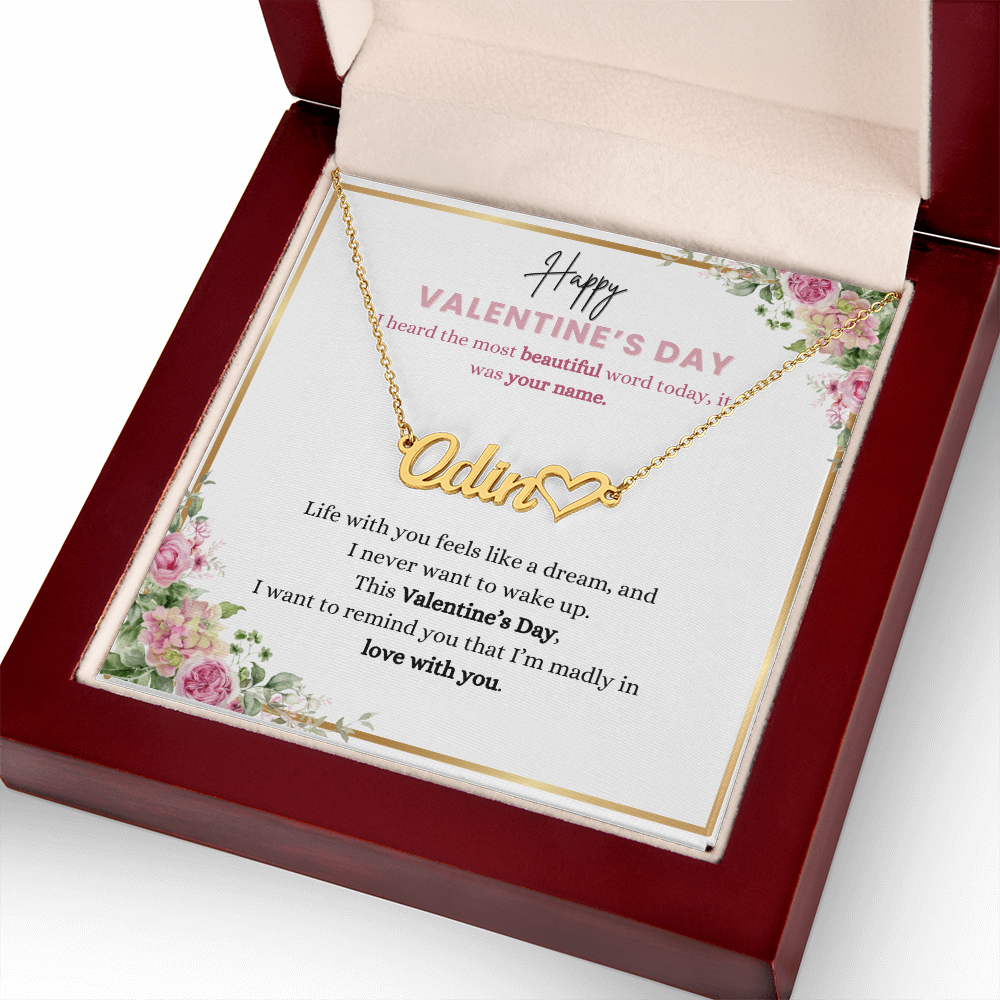 Happy Valentines Personalized Horizontal Name Plate Necklace