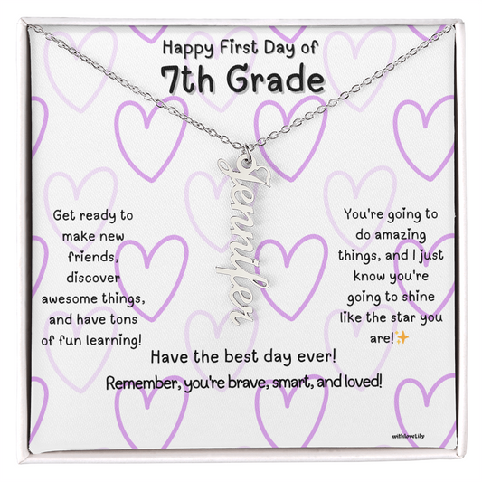 First Day of 7th Grade – Personalized Name Necklace ✨ Vertical