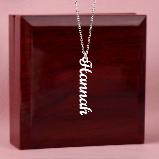 Personalized Vertical Name Plate Necklace