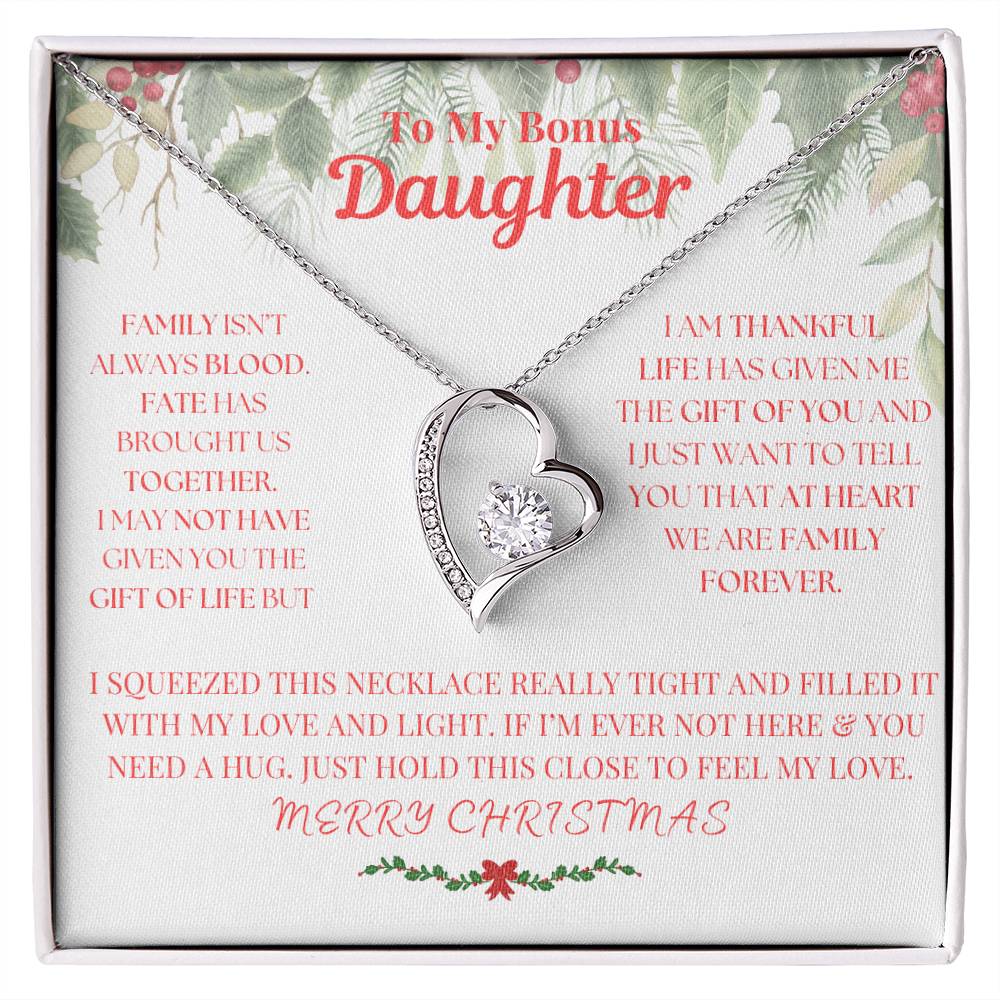 To My Bonus Daughter, Merry Christmas Necklace