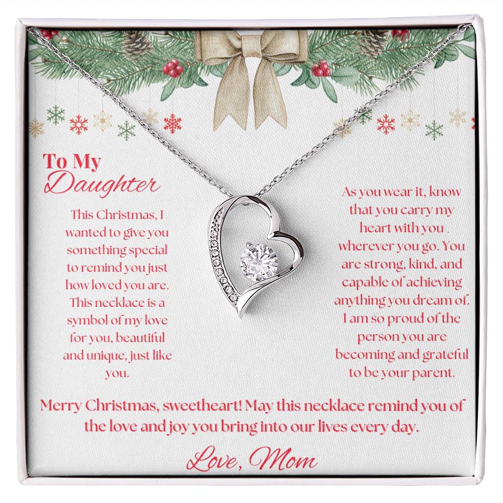 To My Daughter, Love Mom Merry Christmas Necklace