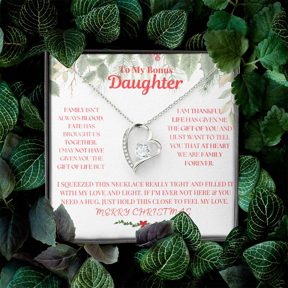 To My Bonus Daughter, Merry Christmas Necklace