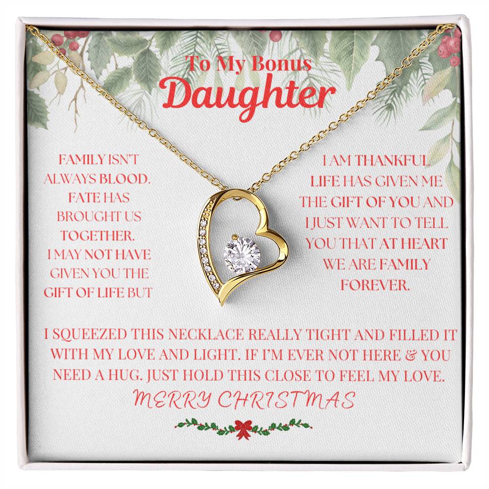 To My Bonus Daughter, Merry Christmas Necklace