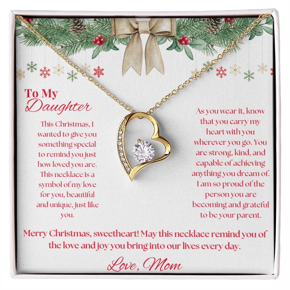 To My Daughter, Love Mom Merry Christmas Necklace