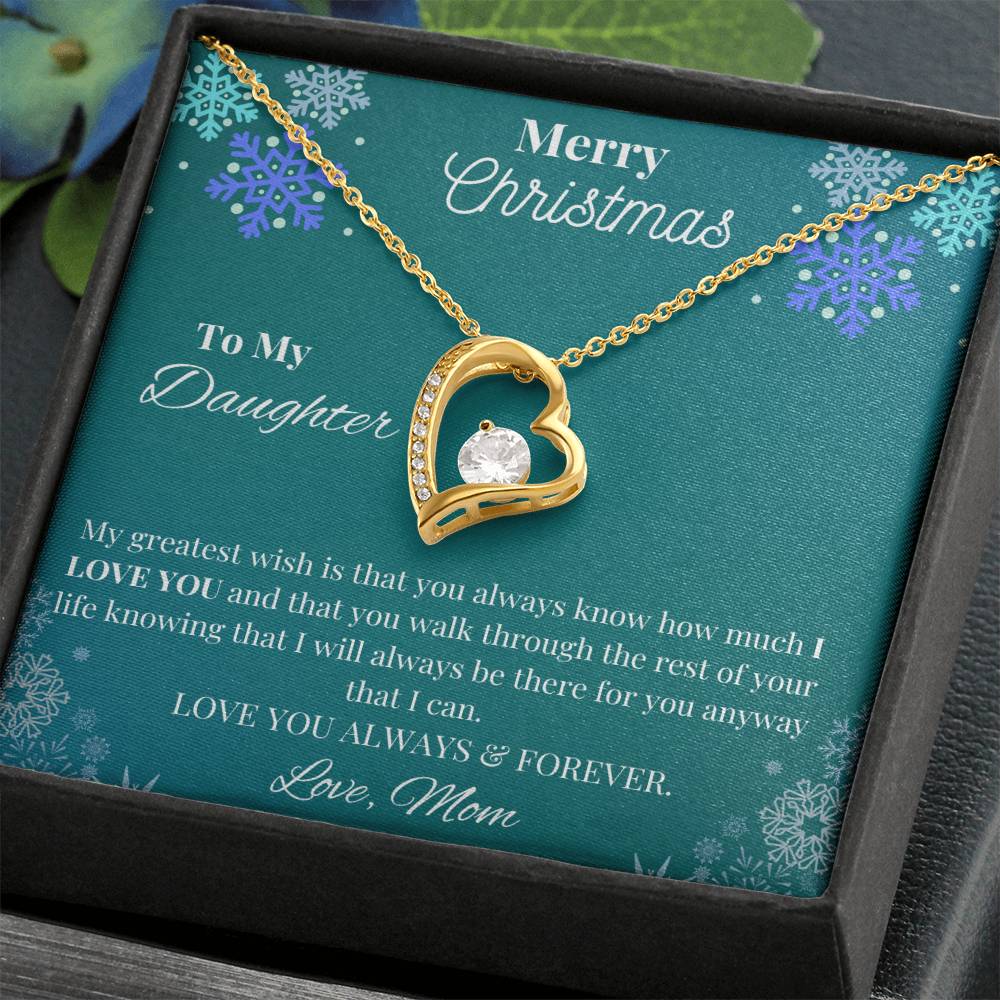 To My Daughter, Love Mom Merry Christmas Necklace